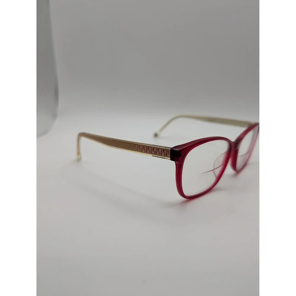 Carolina Herrera VHE676K Eyeglass Frames Red Gold CH Logo 54mm Designer Eyewear